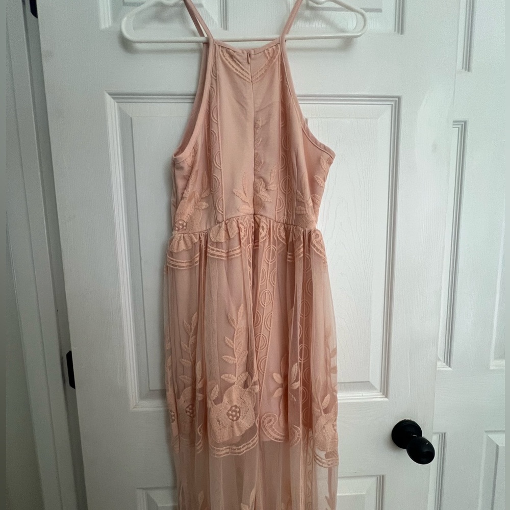 Pretty Peach Embroidered Midi Dress